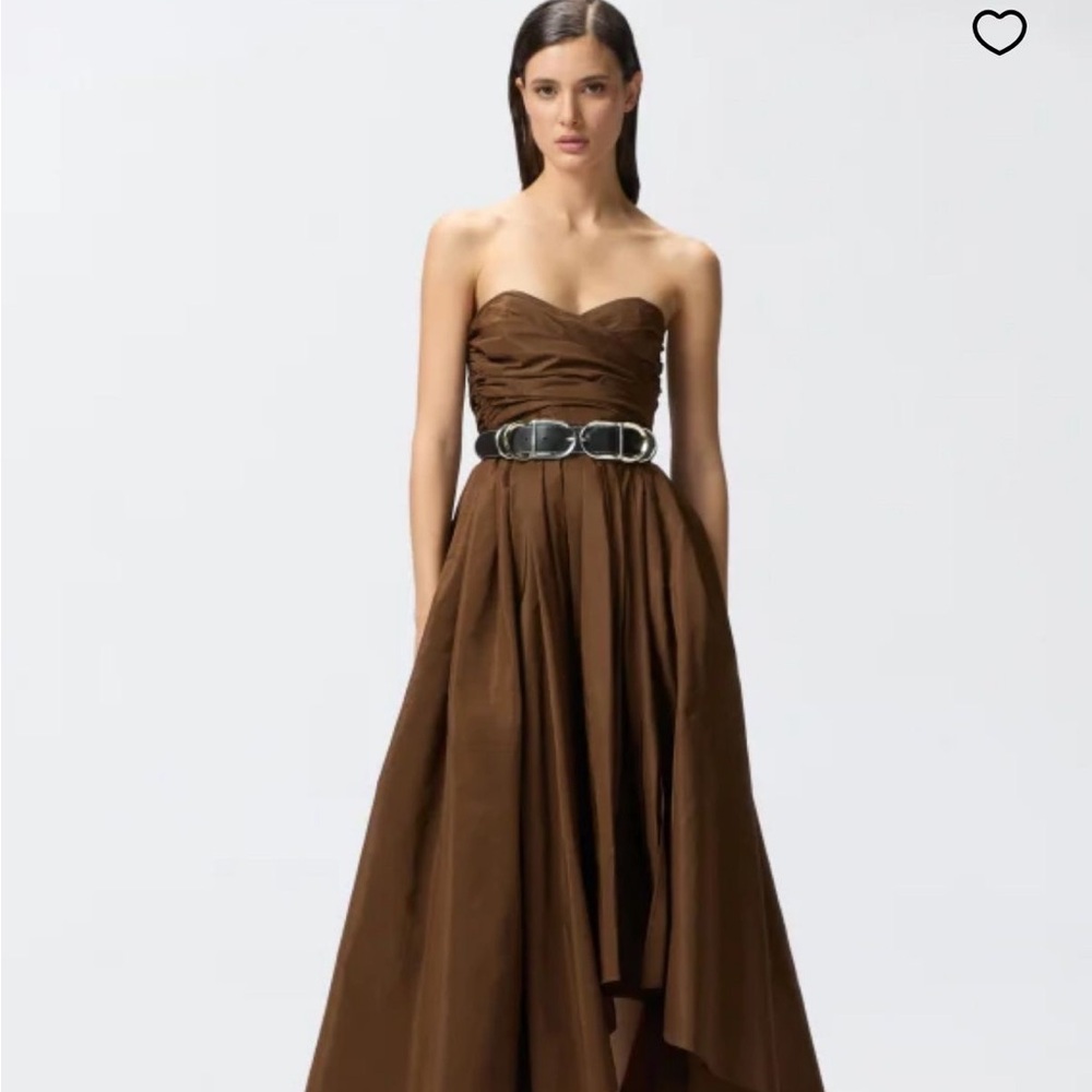 Pinko Elegant Strapless Chocolate Dress